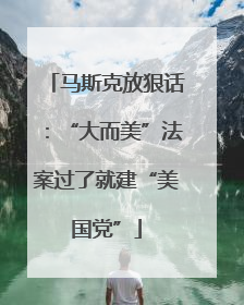 马斯克放狠话：“大而美”法案过了就建“美国党”