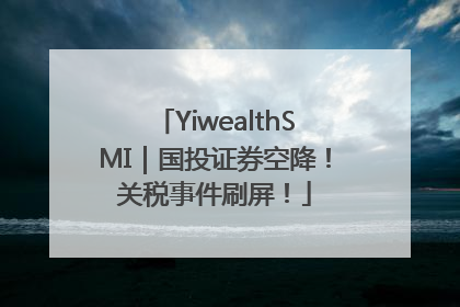 YiwealthSMI｜国投证券空降！关税事件刷屏！